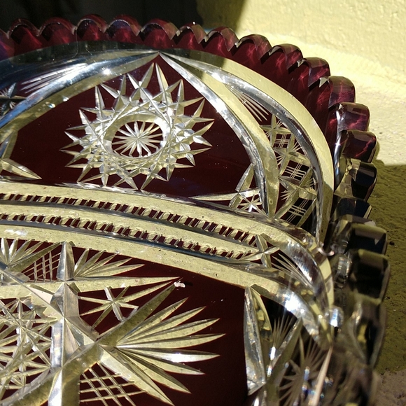 Vtg bohemian crystal oblong dish - Picture 3 of 13